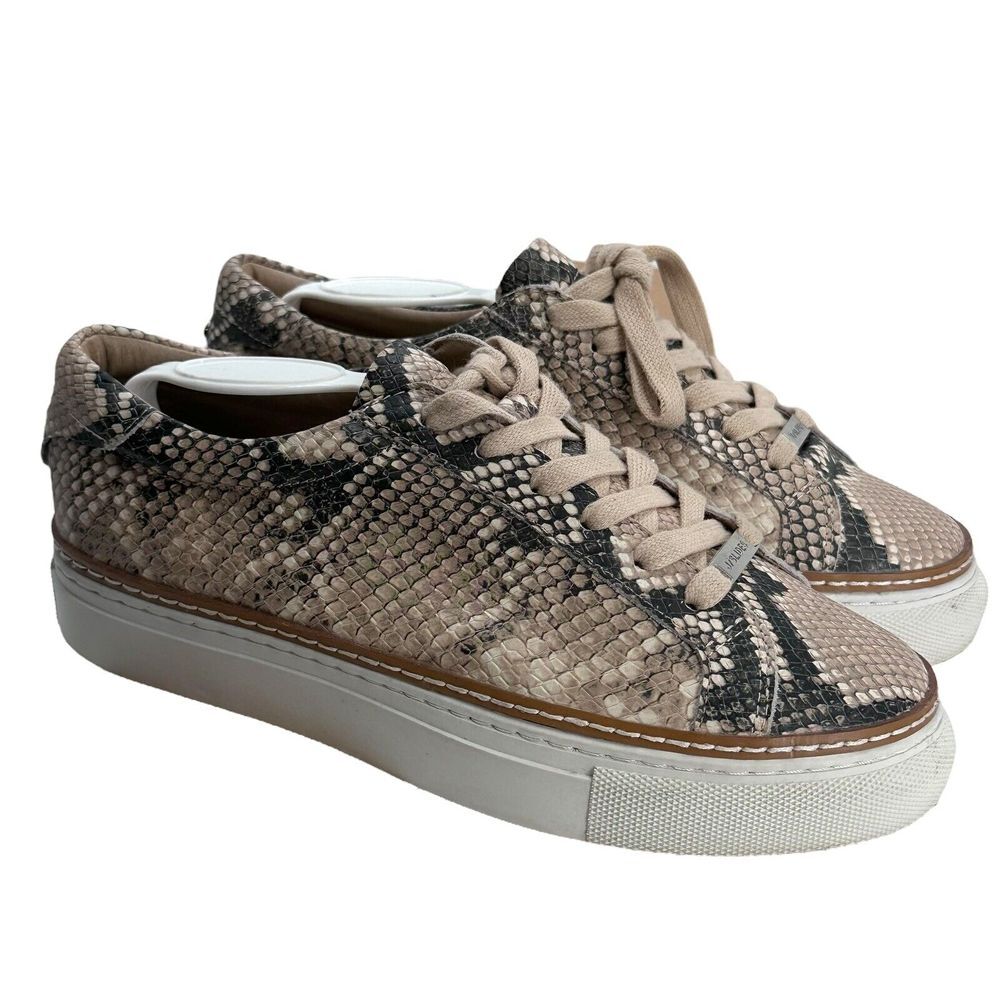 J/SLIDES Sneakers Women's 6.5‎ M Maya Lace Up Platform Shoes Snakeskin Print